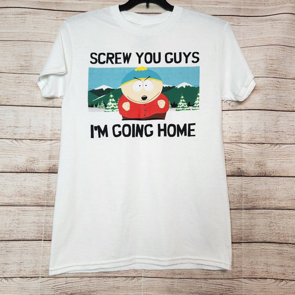 South Park Graphic T Shirt Size S/P Screw You Guys I'm Going Home Cartman
